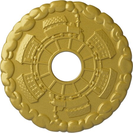 Ekena Millwork Kendall Train Station Medallion (Canopies up to 3 7/8"), 18 1/2"OD x 3 7/8"ID x 1"P, Rich Gold CM18KDRGS